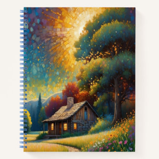 Mountain Forest Cabin Art Notizbuch