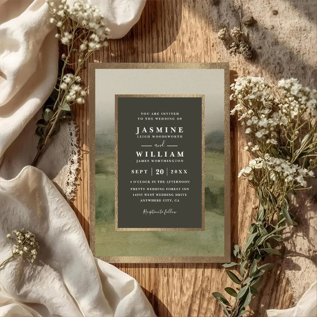 Mountain Forest Rustic Elegant QR Code Wedding Einladung (Von Creator hochgeladen)