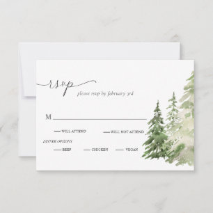 Mountain Forest Rustic Wedding RSVP Card Einladung