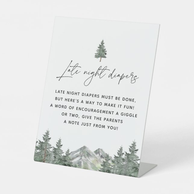 Mountain Forest Spate Night Diapers Babydusche Sockelschild (Vorderseite)