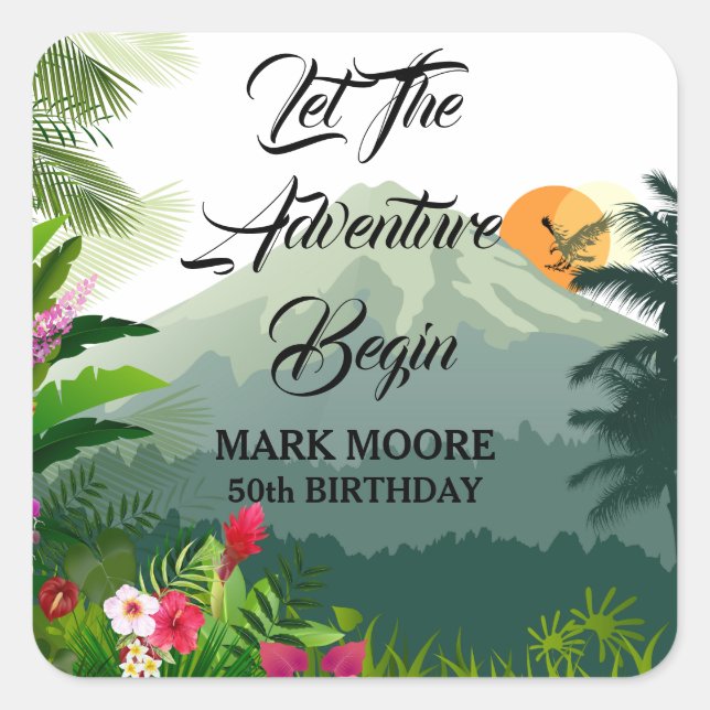 Mountain & Forest Sunset Quadratischer Aufkleber (Vorderseite)