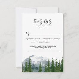 Mountain Forest Watercolor Wedding RSVP QR Code