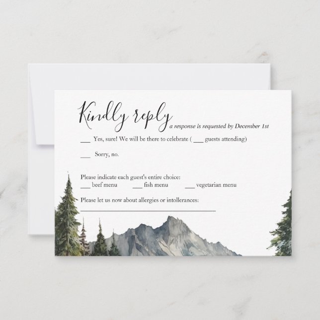 Mountain Forest Wedding RSVP Card Einladung (Vorderseite)