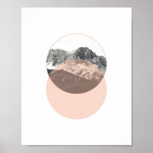 Mountain Foto Poster   Minimale rosa Kunst