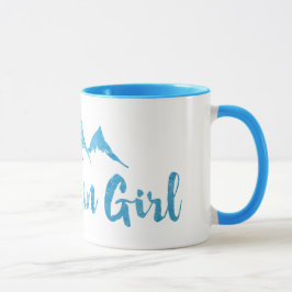 Mountain Girl Blue Watercolor Tasse