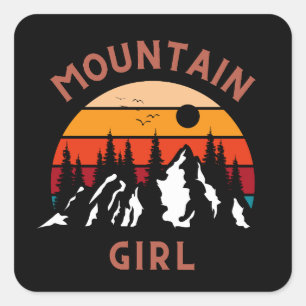 Mountain Girl Quadratischer Aufkleber