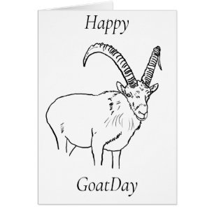 Mountain Goat Day Funny Animal Drawing Birthday