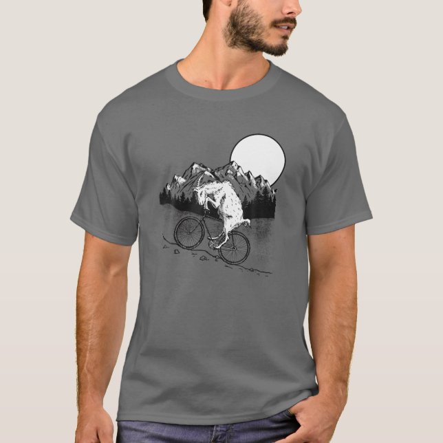 Mountain Goat Funny Mountain Bike Goat Biker Vin T-Shirt (Vorderseite)