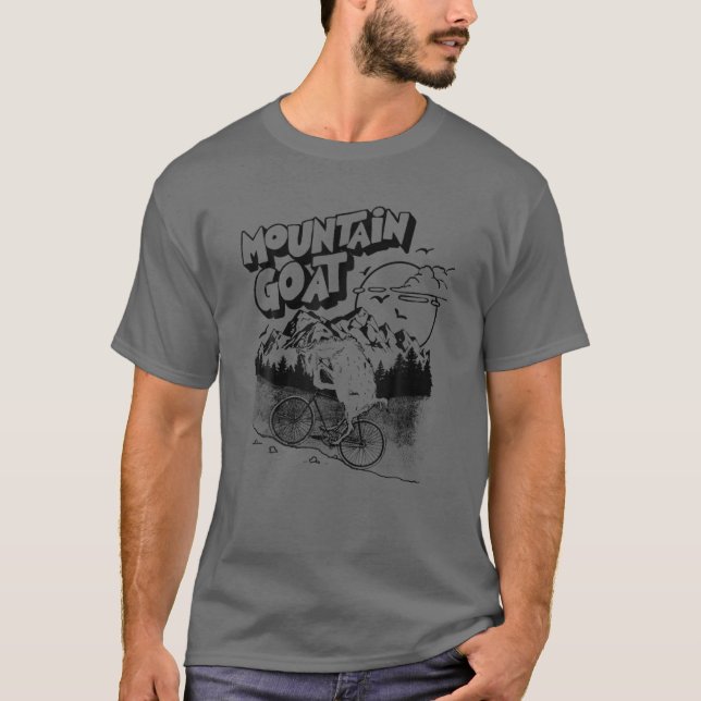 Mountain Goat Funny Mountain Bike Goat Biker Vin T-Shirt (Vorderseite)