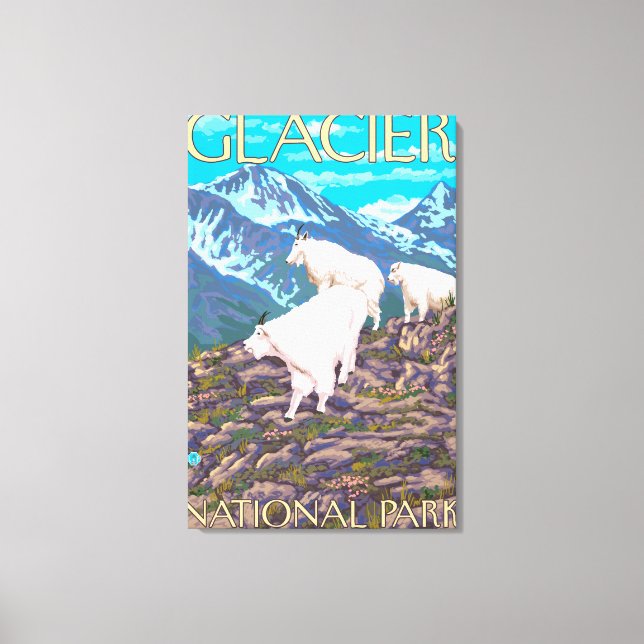 Mountain Goats Scene - Glacier National Park, Leinwanddruck (Vorderseite)