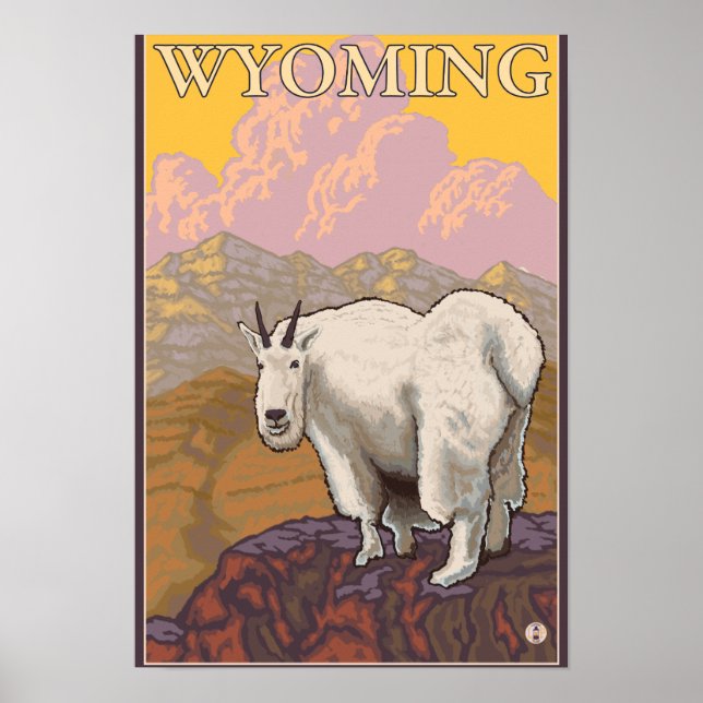 Mountain GoatWyomingVintage Travel Poster (Vorne)