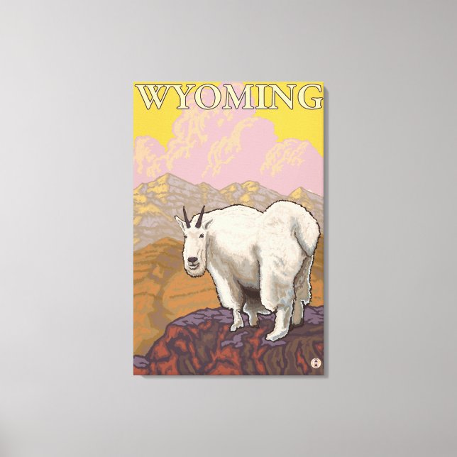 Mountain GoatWyomingVintage Travel Poster Leinwanddruck (Vorderseite)