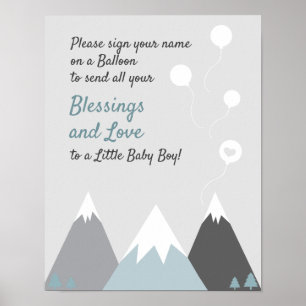 Mountain Guest Book Page Alternative Rustic Gray Poster