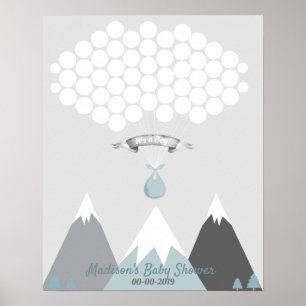 Mountain Guest Book Page Alternative Rustic Gray Poster