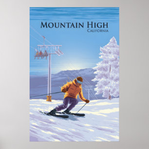 Mountain High California Skigebiet Reiseplakat Poster