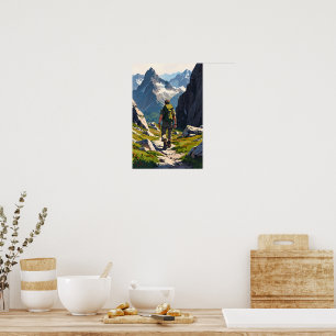 Mountain Hiker Abenteuer Kunst Poster