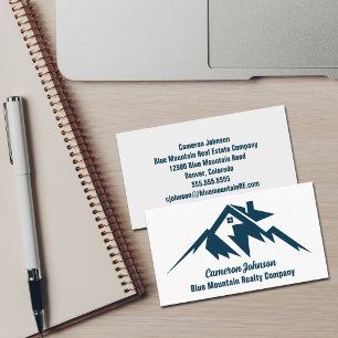 Mountain Immobilienunternehmen Custom Blau Weiß Visitenkarte