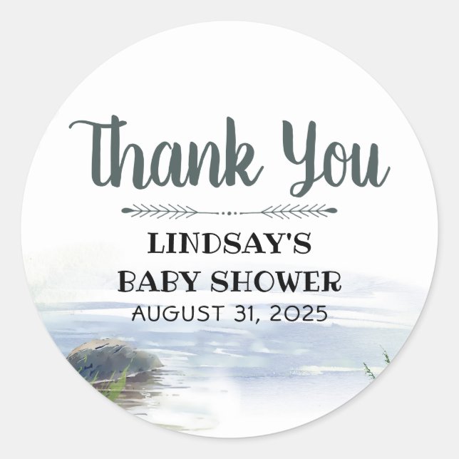 Mountain Lake Adventure Danke Runder Aufkleber (Vorderseite)