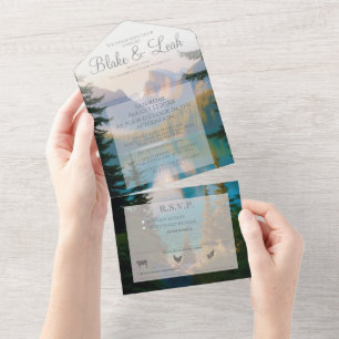 Mountain Lake All in One Wedding Einladung UAWG