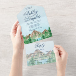 Mountain Lake All in One Wedding Einladungen