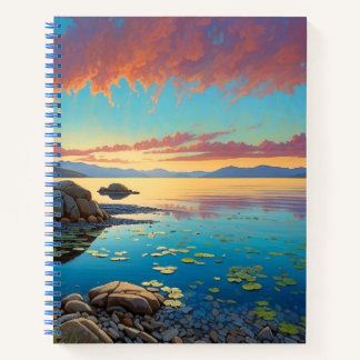 Mountain Lake Flowers Colorful Art Notizbuch