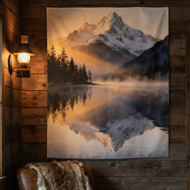 Mountain Lake Sunrise Tapestry  Wandteppich