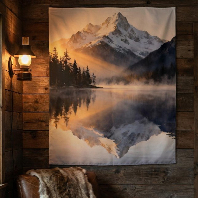 Mountain Lake Sunrise Tapestry  Wandteppich (Von Creator hochgeladen)