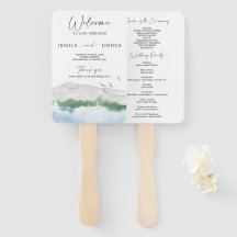 Mountain Lake Wedding Program Fan