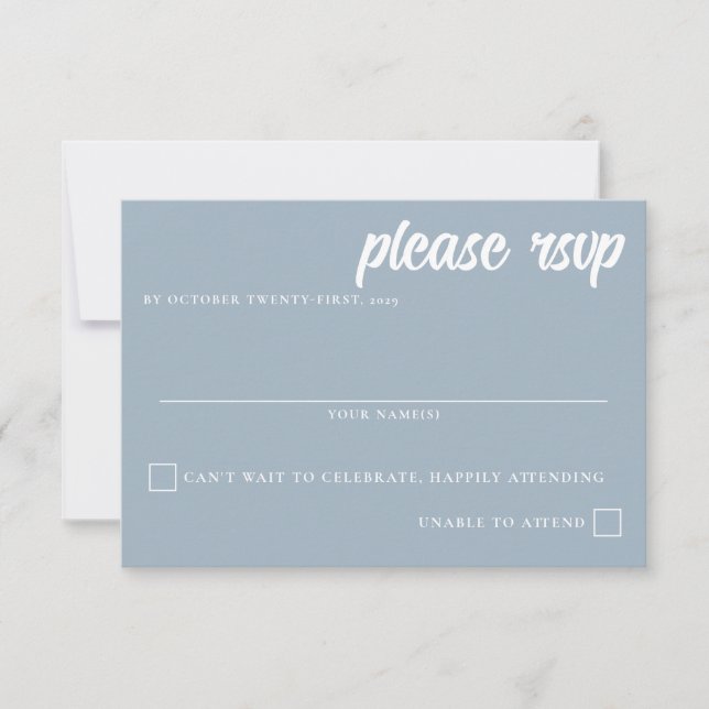 Mountain Lake Wedding RSVP Karte (Vorderseite)