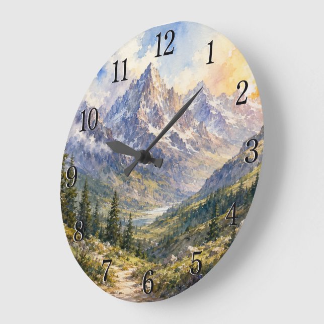 Mountain Landscape Wall Clock — Nature-Inspired De Große Wanduhr (Winkel)