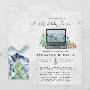 Mountain Laptop   Virtual Baby-Dusche Einladung