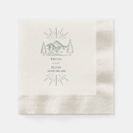 Mountain Line Art Emerald Wedding Serviette