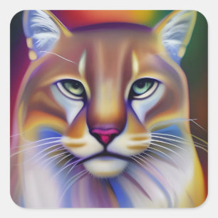 Mountain Lion Art Quadratischer Aufkleber