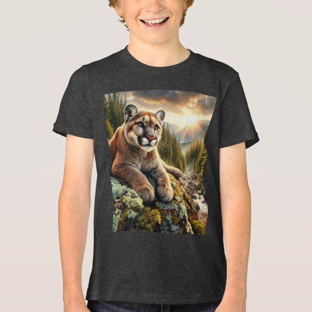 Mountain Lion at Dawn Kids T - Shirt (Vorderseite)