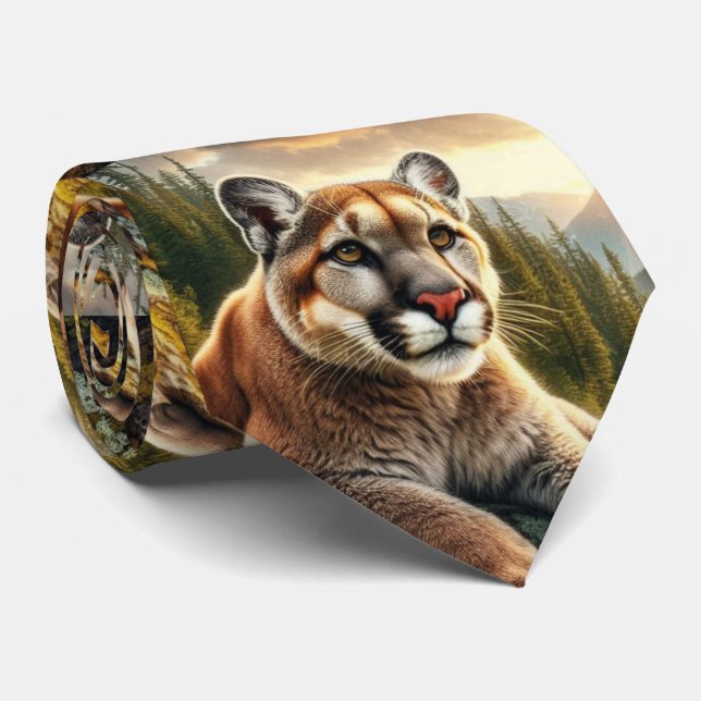 Mountain Lion Big Cat Neck Tie Krawatte (Gerollt)