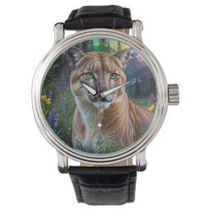Mountain Lion Floral Armbanduhr