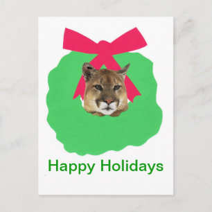Mountain Lion Holiday Christmas Wreath Feiertagspostkarte