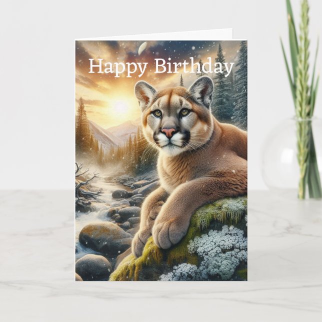 Mountain Lion Lying on Cliff Birthday Karte (Vorderseite)