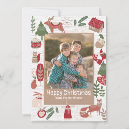 Mountain Lodge Holiday Folk Art Collection Foto Feiertagskarte