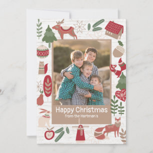 Mountain Lodge Holiday Folk Art Collection Foto Feiertagskarte