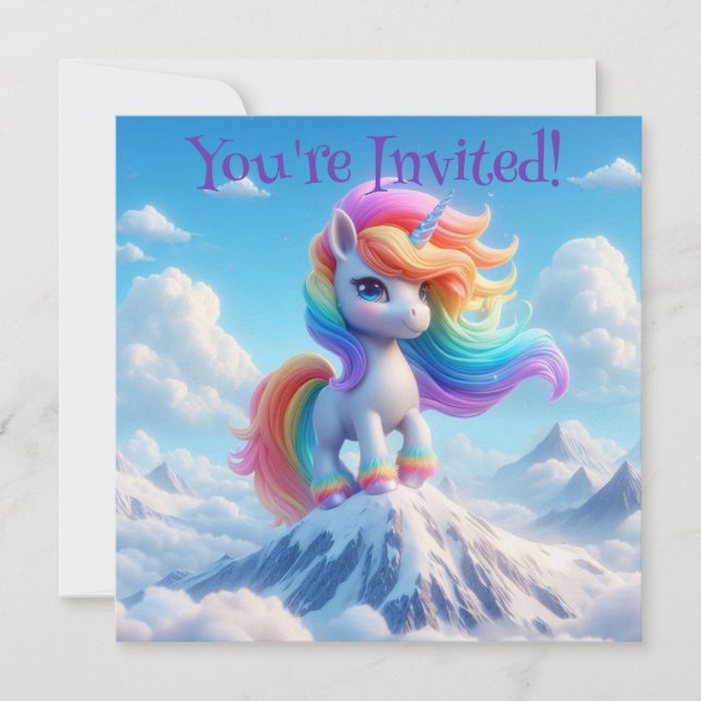 Mountain Magic Rainbow Unicorn Einladung (Vorderseite)
