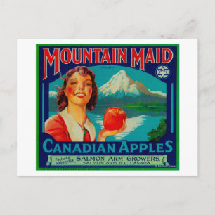 Mountain Maid Apple LabelKanada Postkarte