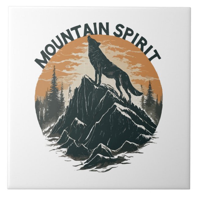 Mountain Majesty Wolf Howling auf dem Gipfel Fliese (Vorderseite)