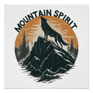 Mountain Majesty Wolf Howling auf dem Gipfel Poster