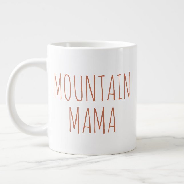 "Mountain Mama" Einfaches modernes Bauernhaus Jumbo-Tasse (Links)