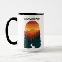 Mountain Mama Retro Sonnenuntergang Wald Grafik