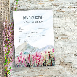 Mountain Meadow Watercolor Dusty Blue Vertikal RSVP Karte