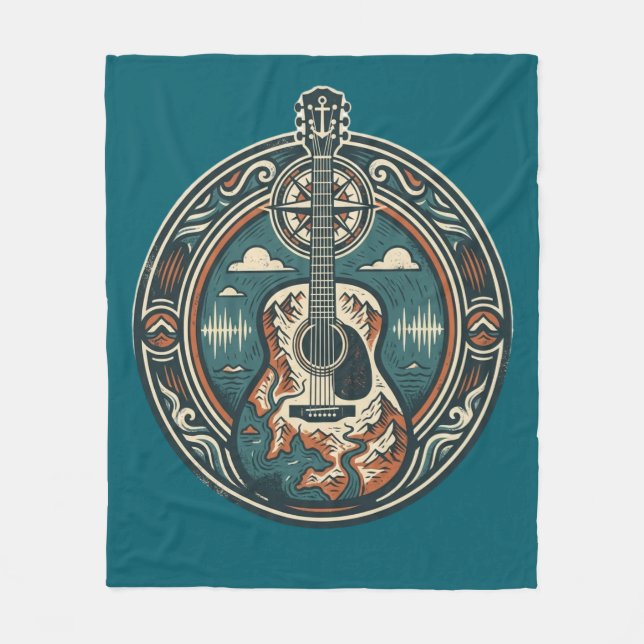Mountain Melody Akustikgitarren-Crest-Fleece-Decke Fleecedecke (Vorderseite)