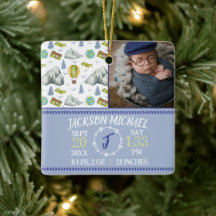 Mountain Memories Birth Stats Christmas Ornament