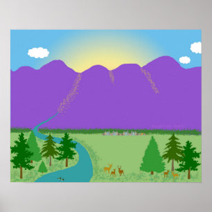 Mountain Morn Original digital zeichnend Poster